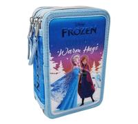 Disney Astuccio Multiscomparto 3 Zip Portapastelli per la Scuola Frozen Elsa e Anna Primaria Completo 44 Pezzi Penne Matite Colori Pennarelli Giotto
