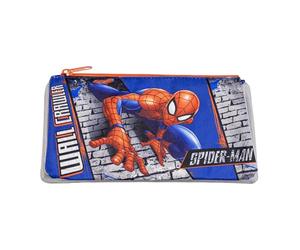 Disney Astuccio scuola Spider-Man Boys con scomparti multipli con chiusura a zip, Blu, Uomo ragno