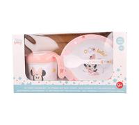 DISNEY BABY SET PAPPA 3 PEZZI MINNIE MOUSE ROSA PRIMA PAPPA PER BAMBINI ASILO