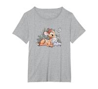 Disney Bambi And Thumper Snuggles Maglietta, Donna Plus-Size, Grigio Melange, 2X