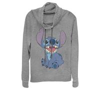 Disney Basic Happy Stitch T-Shirt, Grigio mélange, S Donna