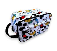 Disney Beauty Case Mickey Mouse Minnie Donald Pluto 25 x 16 x 13 cm | Grande capacità, maniglia laterale, 2 tasche, design multicolore con fondo bianco per articoli da toilette