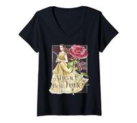 Disney Beauty & The Beast Belle Ahead Time Maglietta con Collo a V