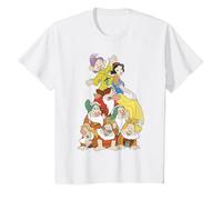 Disney Biancaneve Seven Dwarf Stack Graphic T-Shirt Maglietta, Bambini, Bianco, 10 anni