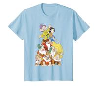 Disney Biancaneve Seven Dwarf Stack Graphic T-Shirt Maglietta, Bambini, Celeste, 12 anni