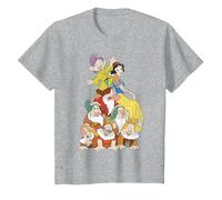 Disney Biancaneve Seven Dwarf Stack Graphic T-Shirt Maglietta, Bambini, Grigio Melange, 8 anni