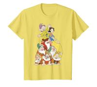 Disney Biancaneve Seven Dwarf Stack Graphic T-Shirt Maglietta, Bambini, Limone, 4 anni