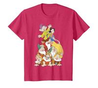 Disney Biancaneve Seven Dwarf Stack Graphic T-Shirt Maglietta, Bambini, Rosso Mélange, 10 anni