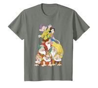 Disney Biancaneve Seven Dwarf Stack Graphic T-Shirt Maglietta, Bambini, Verde militare mélange, 8 anni