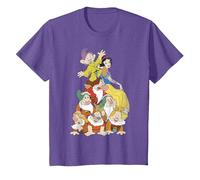 Disney Biancaneve Seven Dwarf Stack Graphic T-Shirt Maglietta, Bambini, Viola Mélange, 12 anni