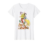 Disney Biancaneve Seven Dwarf Stack Graphic T-Shirt Maglietta, Donna, Bianco, XXL