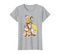 Disney Biancaneve Seven Dwarf Stack Graphic T-Shirt Maglietta, Donna, Grigio Melange, L