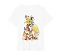 Disney Biancaneve Seven Dwarf Stack Graphic T-Shirt Maglietta, Donna plus-size, Bianco, 1X