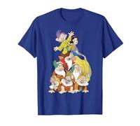 Disney Biancaneve Seven Dwarf Stack Graphic T-Shirt Maglietta, Uomo, Blu Reale, S