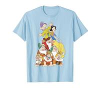 Disney Biancaneve Seven Dwarf Stack Graphic T-Shirt Maglietta, Uomo, Celeste, M