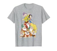 Disney Biancaneve Seven Dwarf Stack Graphic T-Shirt Maglietta, Uomo, Grigio Melange, XL