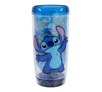 Disney, Bicchiere 625ml a Doppia Parete Stitch Dropsafe Collezione Ohana, Blu