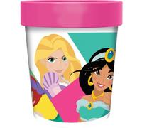 Disney Bicchiere rosa per bambine in plastica Principesse Jasmine Rapunzel Belle Biancanev Ariel Cenerentola Bella addormentata 260 ml con base antiscivolo