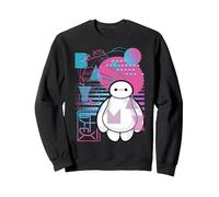 Disney Big Hero 6 Baymax Neon Style Felpa, Unisex per adulti, Nero, S