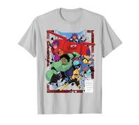 Disney Big Hero 6 TV Group Paint Splat Maglietta, Uomo, Argento, S