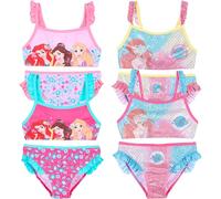 Disney Bikini Bambina Ariel e Vaiana Costume da Bagno Due Pezzi Principesse, Costume Mare Bambina 3-8 Anni, Elasticizzato Asciugatura Rapida Piscina Estate [18010 Ariel Bikini Giallo - 6 Anni]