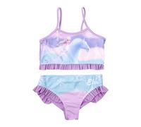 Disney - Bikini con volant per bambine "La regina di ghiaccio", Elsa Frozen per bambini, costume da bagno in due pezzi, colore: Viola, Lilla, 98 cm-104 cm