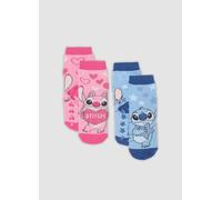 DISNEY, Bipack Calze Antiscivolo Multicolor In Cotone Organico Elasticizzato Con Stampa Stitch, Bambina, Multicolor, Taglia: 34/36
