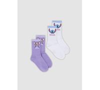 DISNEY, Bipack Di Calze Midi Multicolor In Cotone Organico Elasticizzato Con Stampa Lilo & Stitch, Bambina, Multicolor, Taglia: 34/36