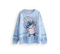 Disney Maglione Natalizio da Donna Lilo & Stitch in Blu | Caldo Maglione Lavorato a Maglia con Grafica per Adulti | Top in Maglieria a Maniche Lunghe per Le Vacanze Festive