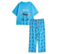 Disney Set Pigiama da Donna Lilo & Stitch | Top a Maniche Corte con Grafica Stitch per Adulti e Pantaloni Pigiama a Gamba Lunga in Blu | Indumenti da Notte da Donna con Stampa Integrale di Personaggi