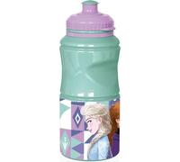 Disney Borraccia azzurra per bambini in plastica Frozen Elsa e Anna 380 ml con chiusura antigoccia e banda antiscivolo