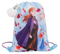 Disney Borsa da palestra per ragazze Frozen 2 con coulisse Elsa Anna nuoto sport borsa con portachiavi Olaf, Blu, Taglia unica