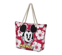 Disney Borsa da Mare Topolino in tela con manici e cerniera, beauty case omaggio 37x52x17cm