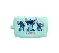 Disney - Borsa da toilette Aloha Stitch - Blu turchese - Con manico laterale - Ideale per i viaggi o per l'uso quotidiano - Accessorio ufficiale Lilo & Stitch - Bambini, adulti