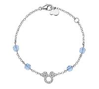 Disney Bracciale Bambine con Mickey Mouse in Argento e zirconi Bianco, Lunghezza 13-18cm