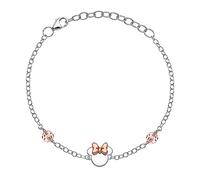 Disney Bracciale Bambine con Minnie Mouse in Argento 925 e Zirconi, Lunghezza 13-18cm, Gioielli