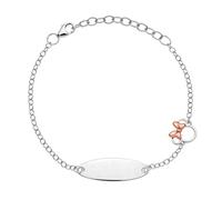 Disney Bracciale Bambine con Minnie Mouse in Argento targhetta per Incisione, Lunghezza 13-18cm