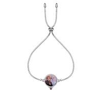 Disney Bracciale Bambine in Argento con Elsa, Anna o Olaf di Frozen, Ciondolo Impreziosito con Zirconia di Colore Azzurro