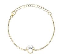 Disney Bracciale da Donna con Minnie Mouse in Argento placato in Oro Giallo, Lunghezza 14-17cm