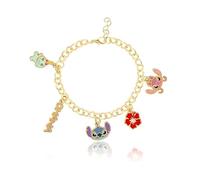 Disney Bracciale Lilo & Stitch per Donna in Ottone con Ciondoli, Lunghezza 18+2.5cm
