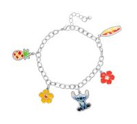 Disney Bracciale Lilo & Stitch per Donne in Ottone con Ciondoli, Lunghezza 15-18cm, Gioielli