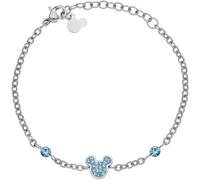 Disney Bracciale Mickey Mouse, Acciaio Inossidabile e Zirconi per Bambini, Lunghezza 13-18cm, Gioielli
