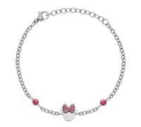 Disney Bracciale Minnie Mouse, Acciaio Inossidabile e Zirconi per Bambini e Bambine, Lunghezza 13-18 cm Gioielli