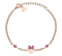 Disney Bracciale Minnie Mouse, Acciaio Medico Anallergico e Zirconi Rosa per Bambine, Lunghezza 13-18 cm, Gioielli