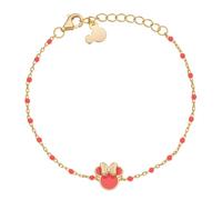 Disney Bracciale Minnie Mouse in Argento 925 Placcato Oro Giallo con Smalto Arancione e Perline, Braccialetto Regolabile per Donne e Bambine, Confezione Regalo, Gioielli Ufficiali Disney