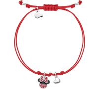 Disney Bracciale Minnie Mouse per Bambina in Argento 925 con Cordino in Macramè Rosso, Braccialetto Regolabile con Pendente Minnie Smaltato e Cuoricino, Confezione Regalo, Gioielli Ufficiali