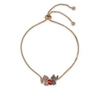 Disney Braccialetto da ragazza in ottone placcato oro giallo Stitch e angelo cuore tropicale Lariat