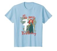 Disney Brave Merida It's My Seventh Birthday Maglietta, Bambini, Celeste, 12 anni