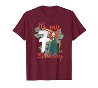 Disney Brave Merida It's My Seventh Birthday Maglietta, Uomo, Bordeaux, XL