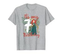 Disney Brave Merida It's My Seventh Birthday Maglietta, Uomo, Grigio Melange, 4XL